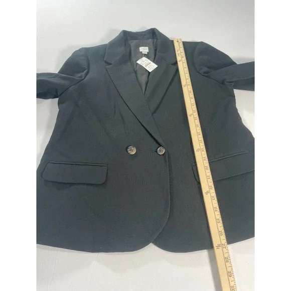 J.Crew $188 Womens Cotton Blend Textured Blazer Black Size 16 BY941 NWT